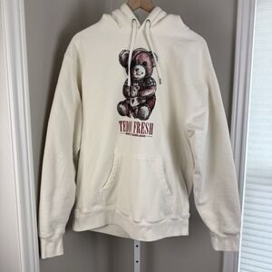Teddy Fresh Hoodie Hooded Sweatshirt Large Since 2‎ Years Ago White 100% Cotton